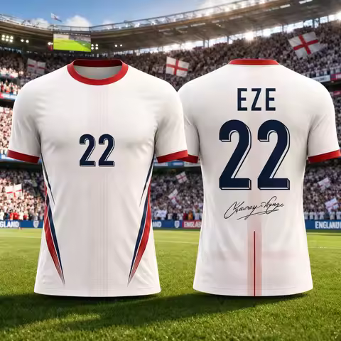 England Football Fan Jersey, Unisex Sportswear, Breathable and Quick-Drying Jersey