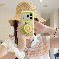 3D Realistic Durian Silicone Case with Foldable Stand for iPhone 17/16/15/14/13 Pro Max, Shockproof 