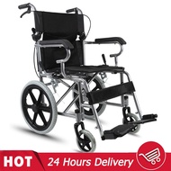 wheelchair รถเข็นผู้ป่วย wheelchair พับได้ วีลแชร์ พับได้วีลแชร์ Folding wheelchair Solid tire No inflation สีส้ม รถเข็นผู้ป่วย พับได้ น้ำหนักเบา กะทัดรัด ล้อ 16 นิ้ว มีเบรค หน้า,หลัง 4 จุด เหล็กพ่นสีเทา วีลแชร์ รุ่น AA016