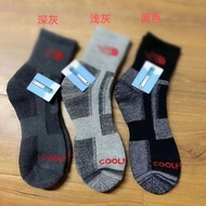 NORTH FACE ถุงเท้าถุงเท้าปีนเขาถุงเท้ากีฬากลางแจ้งสไตล์อเมริกันเหนือถุงเท้าผู้ชายทรงกระบอกขนาดกลางแห