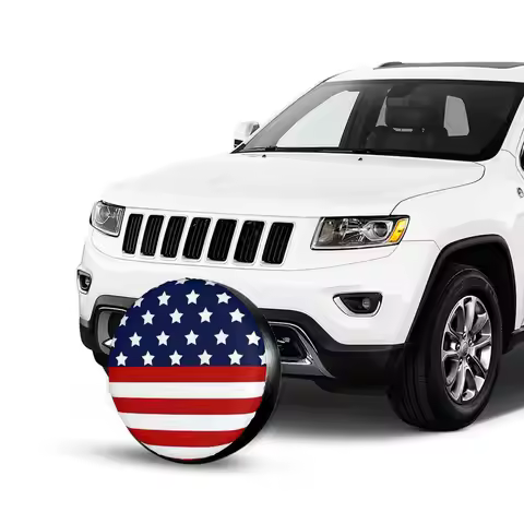 1pc American Flag Print Car Spare Tire Cover | Suitable For 14-17 Inch Tires, Polyester Material, Un