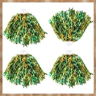 [K U Y G] Cheerleading Pom Poms, 4 Pack Metallic Foil Cheer Hand Flowers with Ring Handles for Team 
