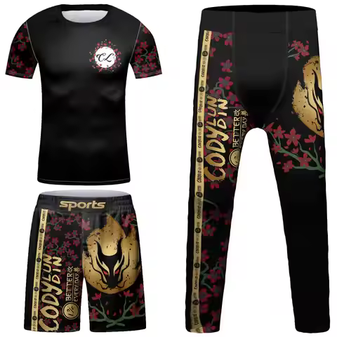 Rushguard kids Jiu jitsu T-shirt+Pant Sets Bjj Rash guard Kickboxing Jerseys Boxing Boy Children Gi 