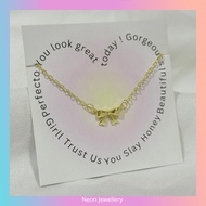 S925 Silver Necklace Gold Bow Necklace Ribbon Necklace Rantai Leher Perempuan Silver 925 Women Neckl