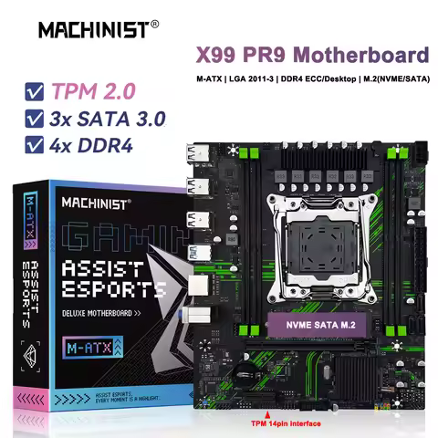 MACHINIST X99 Motherboard PR9 LGA 2011-3 Support Intel Xeon E5 2650 2680 2630 V4 V3 CPU DDR4 Memory 