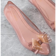 Sandal Slip On Wanita Wedges Balance Transparan Motif Pita 646-3