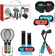 2021 Switch Accessories Bundle - 10 in 1 Accessories Kit for Nintendo Switch Games : Joycon Grip for Mario Golf Super Rush,Wrist Dance Bands &amp; Leg Strap,Comfort Grip Case And Tennis Rackets