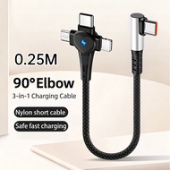 GUUGEI 3 in1 Short Charging Cable USB/Type C To Micro USB/Type C/iOS 25cm Charging Cable