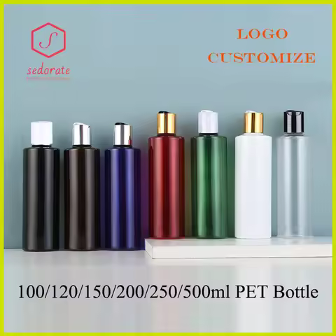 20pcs 100ml 120ml PET Bottle With Press Lid 150ml 200ml Lotion Refillable Bottles 250ml 500ml Empty 