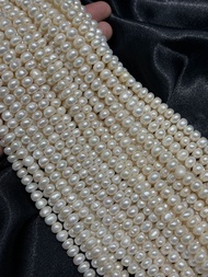 Natural freshwater pearls 8.0-9.0  MM pearl button shaped  beads (white colored) มุกน้ำจืดธรรมชาติ 8