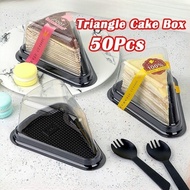 50pcs Triangle Cake Box 8 Inches Clear Slice Cake Container Takeout Box
