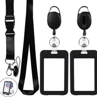 Lanyard Neck Strap Retractable Buckle Double-Sided Transparent Work Badge Holder Employee Badge Card