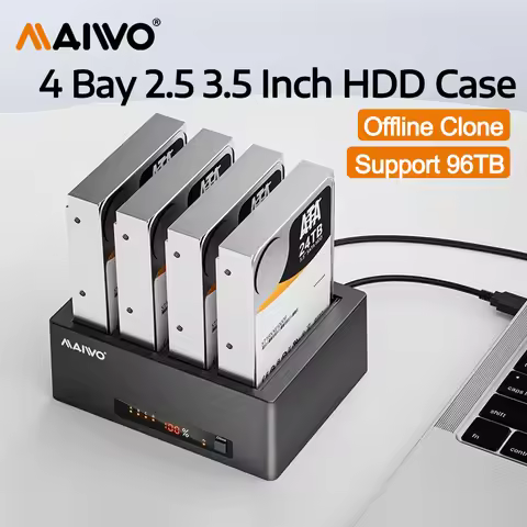 MAIWO 4 Bay Hard Drive Enclosure with Offline Clone for 2.5/3.5 Inch HDD SATA To USB 3.0 ESATA Exter