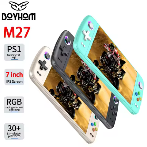 BOYHOM M27 Handheld Game Console 7 Inch IPS Screen System Joystick RGB Lightning Retro Video Game Co