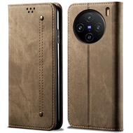 Jeans Cloth Denim Pattern Flip Case For Vivo X300 X200 Pro Ultra X200S X100 Pro X100S Pro IQOO NEO 9