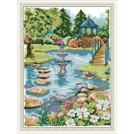 Joy Sunday Stamped Cross Stitch Ktis DMC Threads Cross Stitch Set DIY Needlework Embroidery Kit-Waterfront Garden