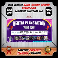 Bisa Cod / Bayar ditempat Banner Rental Ps Playstation / Spanduk Toko Rental Ps Keren / Spanduk Bann