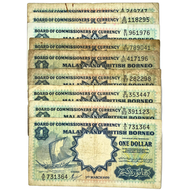 Malaya & British Borneo $1 | 1959 Issue | F Condition | Vintage Banknote