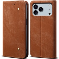 Case for iPhone 16e/iPhone 17/iPhone 17 Air/iPhone 17 Pro/iPhone 17 Pro Max Retro Denim Leather Flip