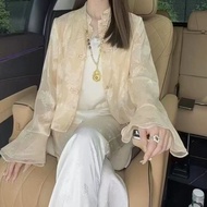 National style Chinese style disc button jacquard 国风中式盘扣提花外套2025防晒薄款新款上衣迭穿中国风DST24