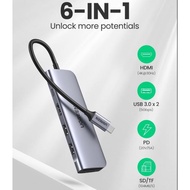 Ugreen Type C To HDMI 4K Type C PD Port Charger 3 Port USB 3.0 Micro SD Metal