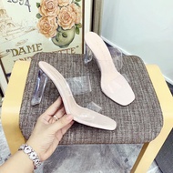 Guốc cao gót 7p dép cao gót 7cm quai trong hàn quốc dễ đeo cực đẹp full box