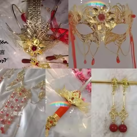 Tian guan ci fu Xie Lian tai zi yue shen Cosplay accessories mask hairpin earrings ring sword Fan pr