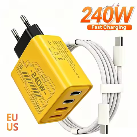 240W GAN Mechanical Fast Charger Multi Port USB Power Adapter Travel Charger Yellow Black White Avai