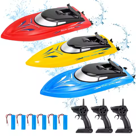 3 PACKs RC Boat, Remote Control Racing Boats for Kids and Adults,10km/H 2.4G High Speed Fast RC Boat