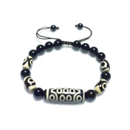 【Customizable】 Tibet Fengshui Agate Black/white 3/9/21 Eyes Dzi Beads 8mm Black Agate Beads Woven Br