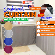 SUPERSAVE Cabinet Curtain Langsir Sinki Vecro Home Minimalist Curtain Langsir Plain Dapur Langsir Tirai Kabinet Dapur