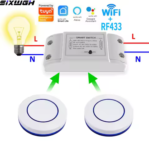 16A WiFi Tuya Smart Switch Wireless Remote Control Timer Switch Compatible Smart Life App Alexa Goog