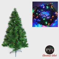 【摩達客】台灣製造5呎/5尺(150cm)特級綠松針葉聖誕樹 (不含飾品)+100燈LED燈串2串四彩光
