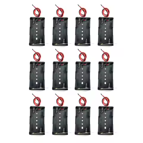 12 Pcs 2 x 1.5V 2 X AA 2xAA 3V Battery Holder Case Box Black Wire Leads