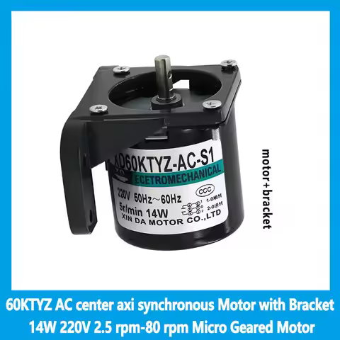 60KTYZ AC center axi synchronous Motor with Bracket 14W 220V 2.5 rpm-80 rpm Micro Geared Motor Perma