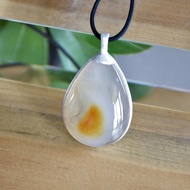 原創手工純銀鑲嵌玉髓配繩吊墜