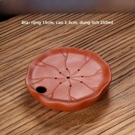 Mini Ceramic Tea Tray Water Storage Type Lotus Leaf Pot Support Purple Clay Simple round Home Use Te