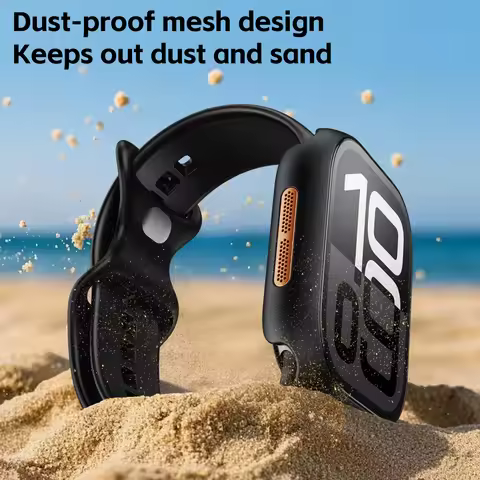 For Apple Watch Series 11 / 10 46mm Waterproof Dustproof PC Watch Case with Tempered Glass Film - Bl