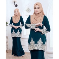 BAJU KURUNG MODEN KURUNG LACE KURUNG PLUS SIZE NIKAH BAJU RAYA 2024 MN LALISSAA CREAM WHITE TEAL BLU