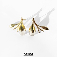 ต่างหูเงินแท้ ต่างหู หยดน้ำค้าง Morning Dew พลอยควอตซ์ใส  Quartz  Earrings Jewelry  md