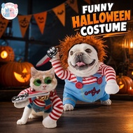 Dog Halloween Costume Chucky Cosplay Pet Clothes Puppy Cat Jacket Festival Party Outfit