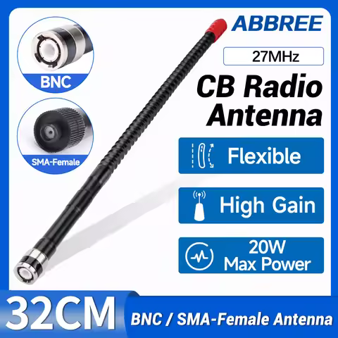 ABBREE CB Radio Antenna 27Mhz High Gain SMA-Female BNC Whip Antenna for Quansheng TK11 RT-880G UV-88