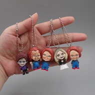 5Pcs/Set Horror Movie Chucky Seed Of Chucky Silicone Shake Head Doll Keychain Lanyard Evil Hand Figu
