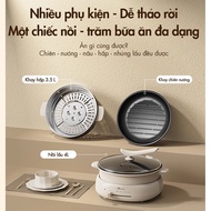 [ BẢN CAO CẤP] Nồi Lẩu Điện Bear 4L DHG-C40W2. Nồi Lẩu Điện 2 Tầng Kèm Chảo Nướng và Khay Hấp - Amik