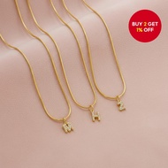 Golden 26 Letters Pendant Necklace for Women with Zircon Initials and Name, Stainless Steel Clavicle