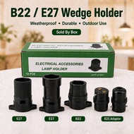(Box) E27 / B22 Wedge Holder | Bulb Socket / B22 Adaptor | Weatherproof Outdoor Use