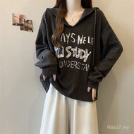 新款 獨特 別致 上衣女韓版 ins 潮 大碼 女裝 上衣 2025 新款女装 Plus Size Fat mm Hooded Long Sleeve T Women's Shirt Spring A