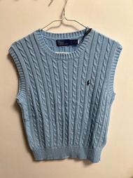 Polo Ralph Lauren Cable Knit Cotton Sweater Vest 淺藍色 針織背心