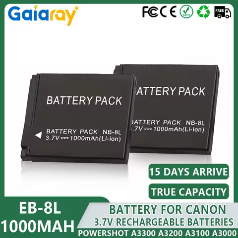 1-3pc NB-8L Battery 1000mAh Rechargeable Battery For Canon PowerShot A3300 A3200 A3100 A3000 A2200 A