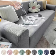 1/2/3/4 Seater Knitted thickened Elastic Sofa Cover Solid Color Sofa Cover for L Shape Universal Slipcover Seat Cover Stretchable 沙发套